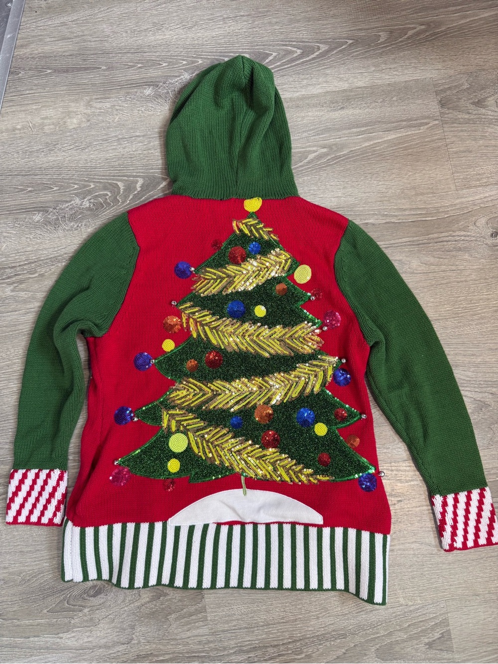 Whoopi Goldberg "Ugly Christmas Sweater" Holiday Hoodie Knit Cardigan - Picture 2 of 9